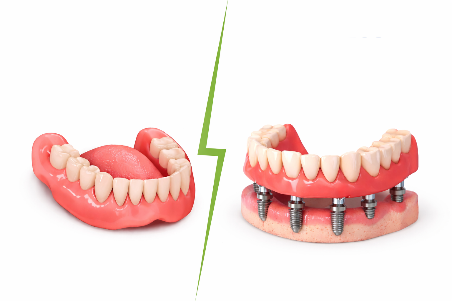 Пластмасовий знімний протез чи повний протез на 4 або 6 імплантах?