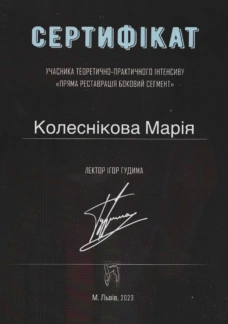Диплом лікаря Колеснікова Марія Ігорівна